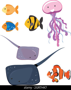 Set of different sea animals Stock Vector