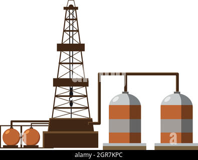 Refinery icon, cartoon style Stock Vector