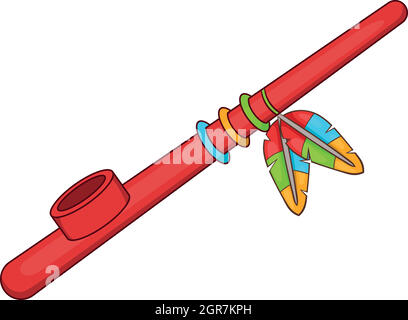 Indian peace pipe icon, cartoon style Stock Vector