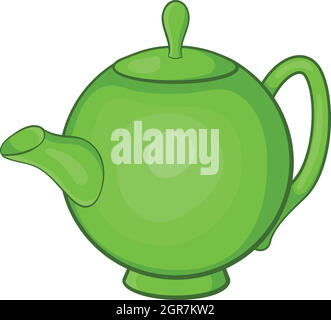 Green teapot icon, cartoon style Stock Vector