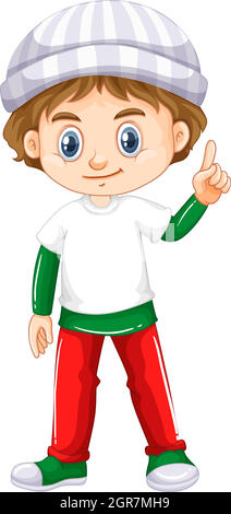 Little boy pointing his finger up Stock Vector