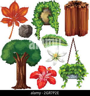 Set of isolated objects theme nature Stock Vector
