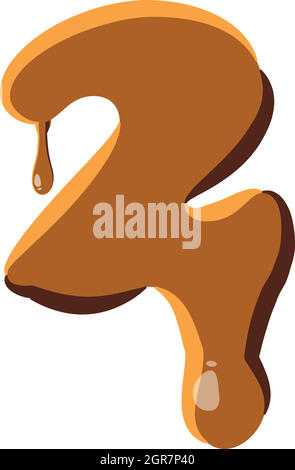 Number 2 from caramel icon Stock Vector