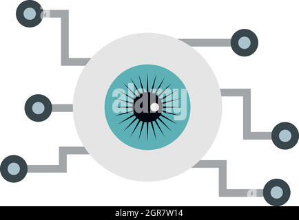 Cyber eyes icon, flat style Stock Vector