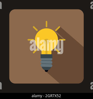 Light bulb icon in flat style Stock Vector