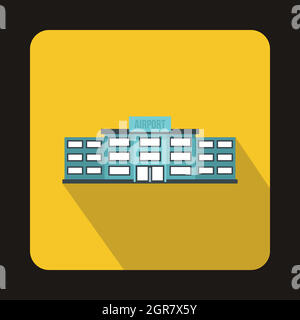 Building of airport icon, flat style Stock Vector