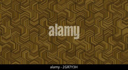 Geometric pattern with stripes lines and polygonal shape brown color wooden background weave design Stock Vector