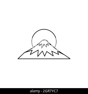 Sacred symbol of Japan Fuji icon, outline style Stock Vector
