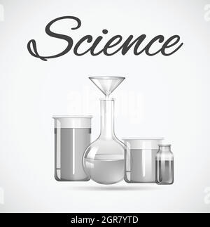 Science beakers with chemical inside Stock Vector