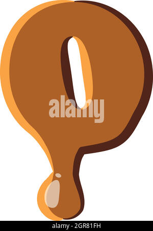Number 0 from caramel icon Stock Vector