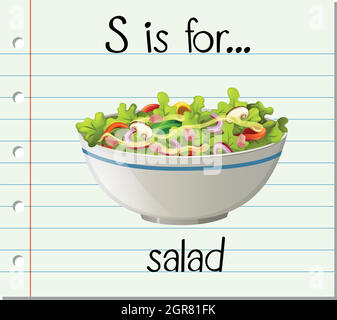 Flashcard letter S is for salad Stock Vector