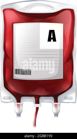 A blood bag with type A blood Stock Vector