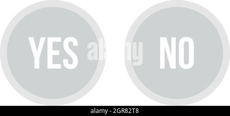Selection buttons yes and no icon, flat style Stock Vector