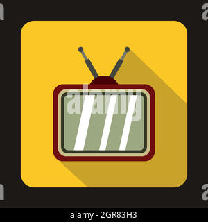 Retro TV icon in flat style Stock Vector