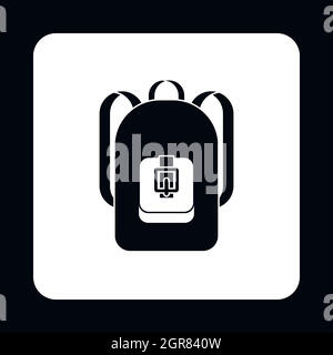 School backpack icon, simple style Stock Vector