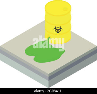 Toxic waste spilling from barrel icon Stock Vector