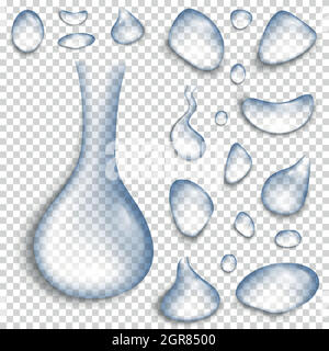 Realistic pure and transparent water drops Stock Vector