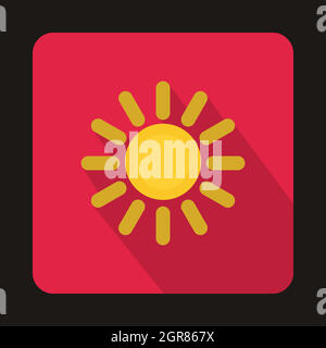 Sun icon in flat style Stock Vector