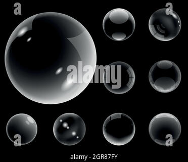 Transparent bubbles set, realistic style Stock Vector