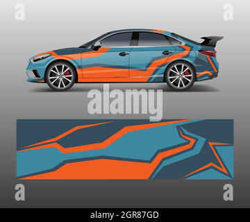 Racing car wrap design. wrap design for custom sport car. Stock Vector