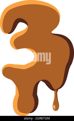 Number 3 from caramel icon Stock Vector