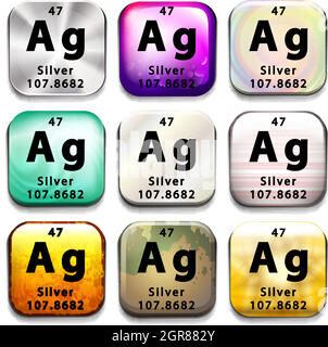 An icon showing the element Silver Stock Vector