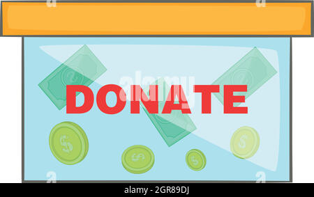 Coins in donate box icon, cartoon style Stock Vector