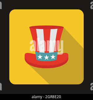 Uncle Sam hat icon, flat style Stock Vector