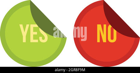 Yes and no buttons icon, flat style Stock Vector