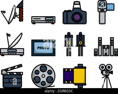 Multimedia Icon Set Stock Vector