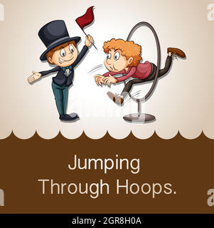 Idiom jumping through hoops Stock Vector