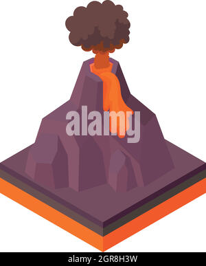 Volcano erupting icon, cartoon style Stock Vector