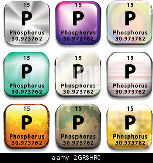 A button showing the element Phosphorus Stock Vector