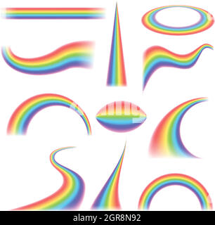 Rainbows in different shape realistic set Stock Vector