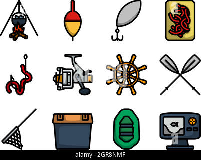 Fishing Icon Set Stock Vector