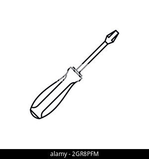 Screwdriver icon, outline style Stock Vector