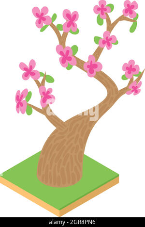 Sakura icon, cartoon style Stock Vector