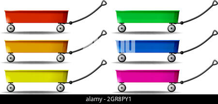 Wagon in six colors Stock Vector