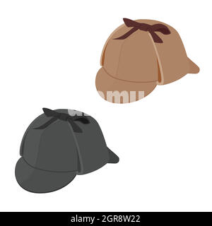 Detective sherlock holmes hat vector isolated on white backgound. Deerstalker hat Stock Vector