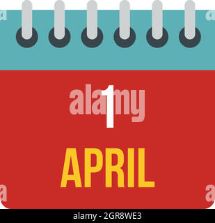 Calendar April 1 icon, flat style Stock Vector