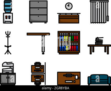 Office Icon Set Stock Vector