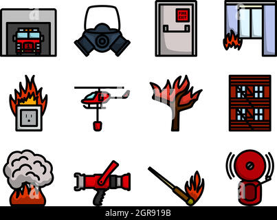 Fireguard Icon Set Stock Vector