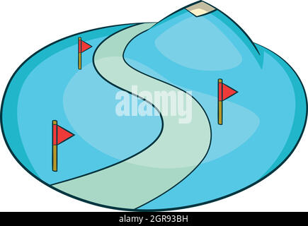 Ski slope of the snow mountain icon, cartoon style Stock Vector