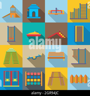 Children playground icons set Stock Vector