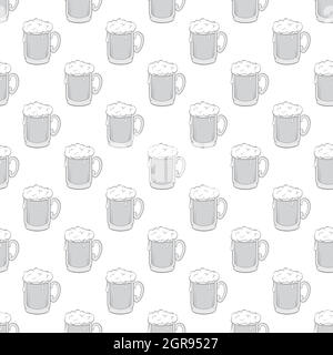 Glass of beer seamless pattern Stock Vector