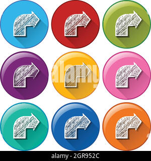 Circle buttons with arrows Stock Vector