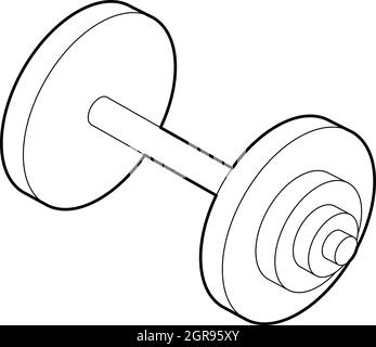 Barbell icon, outline style Stock Vector