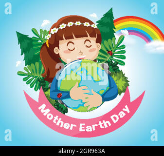 Poster design for mother earth day with Stock Vector