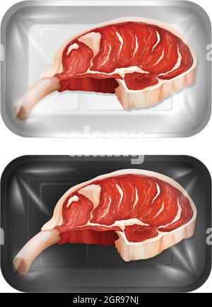 A Set of Raw Pork Chops Stock Vector