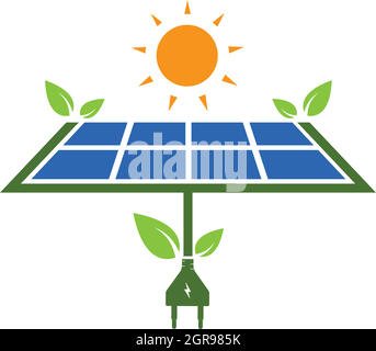 solar panel logo vector icon of natural energy Stock Vector